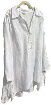 The Diva Collection White 100% Linen Large Shirt