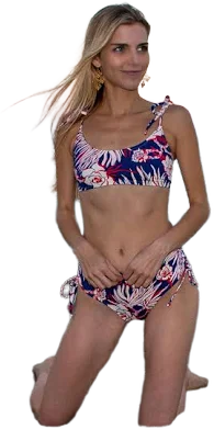 Flower Print Bralette Bikini Top