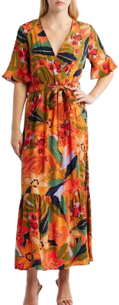 Halogen Women's Floral Wrap Front Dress
