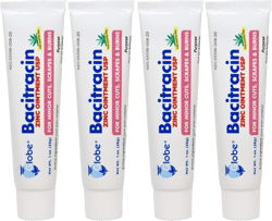 (4 Pack) Globe Bacitracin Zinc Ointment + Aloe 1oz, Antibiotic Ointment, Essential Antibiotic First Aid Supplies, Healing Action, Maximum Antibiotic Power, Prevents Infection in cuts, scrapes, Burns