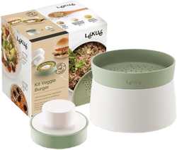 Lekue Veggie Burger Kit with Hamburger Mold and Microwave Vegetable and Rice Steamer