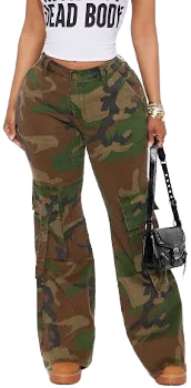 Fashion Nova Women's Roll Call Camo Cargo Pants