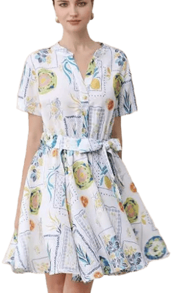 Fruit Paradise V-Neck Flare Dress