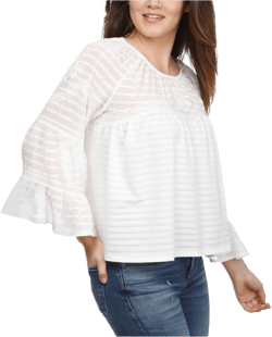 Lucky Brand Women's Floral Sheer Peasant Top