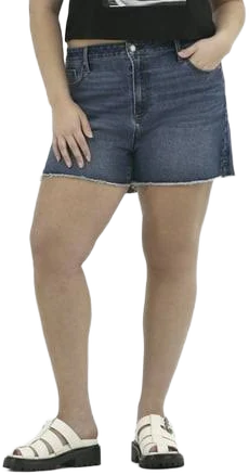 No Boundaries Women's Denim Shorts with Frayed Hem