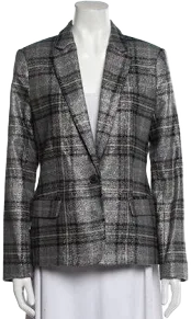 L'AGENCE Women's Diana Skinny Lapel Plaid Blazer