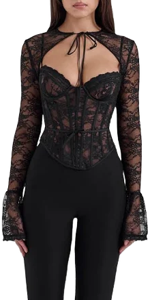 House of CB Women's Lace Corset Top with Bolero