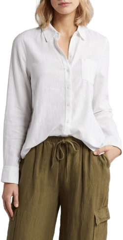 Caslon Linen Blend Button-Up Shirt