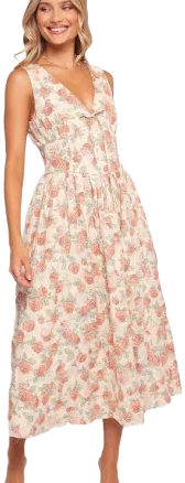 Petal & Pup Women's Velda Floral Cotton Midi Dress