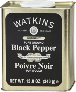 Watkins Gourmet Spice Tin, Pure Ground Black Pepper, 12 oz. Tin, 1 Count