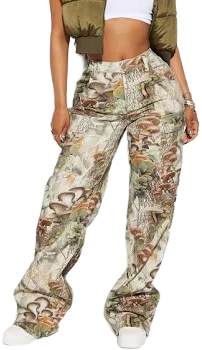 Fashion Nova Women's Weekend Trip Camo Stretch Cargo Jeans