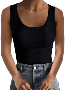Ladybranch Women Spaghetti Strap Scoop Neck Ribbed Tank Tops Fitted Basic