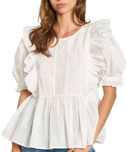 DRA Los Angeles Women's Eyelet Puff Sleeve Top