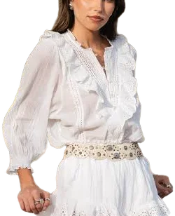 Show Me Your Mumu French Cotton Blouse with Eyelet