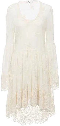 Chloe Women's Lace U-Neck Long-Sleeve Mini Dress