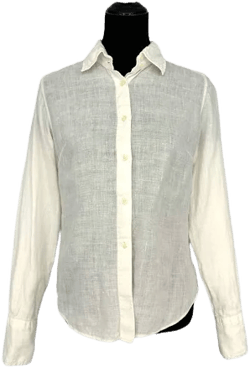 0039 Italy | Women's Small | Designer White Linen Long Sleeve Button