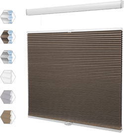 Top Down Bottom Up Blackout Cellular Shades, Cordless Blinds for Windows Honeycomb Room Darkening Shades Windows, Easy to Install Brown - Blackout