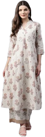 Sanganeri Printed Pure Cotton Kurta with Palazzo