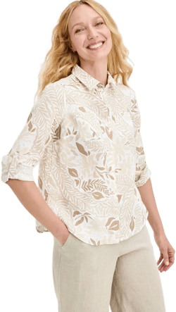 Charter Club Women's Floral Linen Shirt