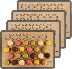 Macaron Silicone Baking Mats - Non-Stick Macaron Mat for Easy Baking | Heat Resistant & Dishwasher Safe Macaron Baking Mat | Reusable & Eco-Friendly, 1/2 Sheet Size - Pack of 4 - for Cookies & More Half Size Pack Of 4 Macaron Baking Mats Gray