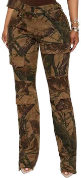 Fashion Nova Women's In The Wild Camo Stretch Cargo Jeans