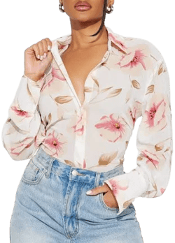 Fashion Nova La Fleur Floral Shirt Combo