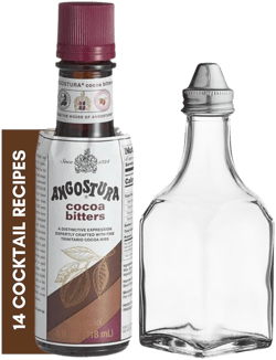 Angostura Cocoa Chocolate Cocktail Bitters 4oz Essential Bitters for Cocktails & Old Fashioned Cocktail Kit Bundle with Clear Bitters Bottle & 14 Craft Cocktail Recipes - Perfect Angostura Chocolate Bitters for Cocktails Set for Home Bar Enthusiasts