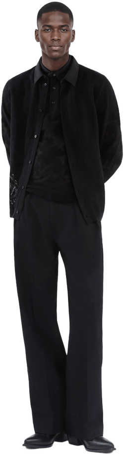 The Kooples Men's Regular-Fit Long-Sleeve Lace-Embroidered Cotton-Blend Shirt