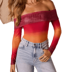 First Kiss Off The Shoulder Ombre Top