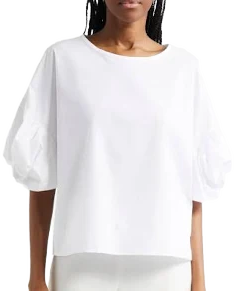 Emporio Armani Women's Cotton Poplin Puff-Sleeve Blouse