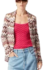 Missoni Single-breasted blazer in cotton and zigzag viscose Women