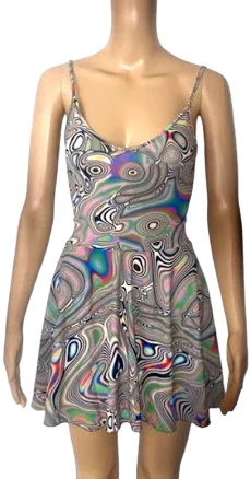 Reflective Holographic Mini Dress