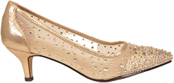 LADY COUTURE Women's Silk Rhinestone Kitten Heel Pumps