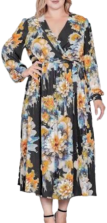 Standards & Practices Women's Floral Print Georgette Wrap Maxi Dress