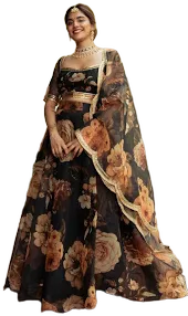 Designer Organza Floral Lehenga Choli
