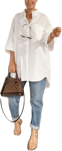 Women Casual Plain Summer 100% Cotton No Elasticity Daily Loose Regular H-Line Ultra lightweight Blouses