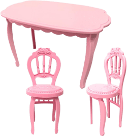 NK1 Set Doll Furniture 2 Fashion Chairs +1 Modern Table for Barbie Doll Accessories Dining Home Toys Girl Gift DZ (Color: White)