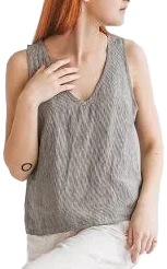 Anna Sleeveless V-Neck Linen Tank Top