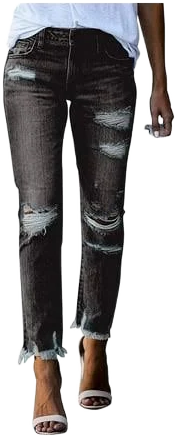 Solid Pokets Slim-Fit Skinny Ripped Jeans