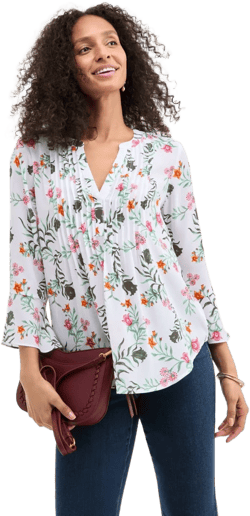 Style & Co Women's Printed Pintuck Ruffle Sleeve Top
