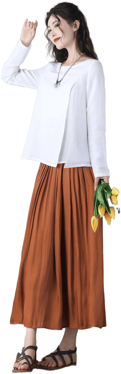 Women's Loose Minimalist Linen Long Sleeve Top