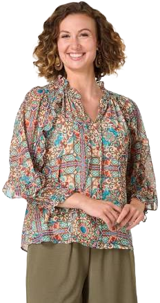 Ruffled Floral Tile Top