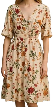 No Label Dresses | Floral Multi-Color Lightweight Short Sleeve Summer Dress Hits Mid Thigh. Size L | Color: Cream/Red | Size: L | Raysgirl2008's