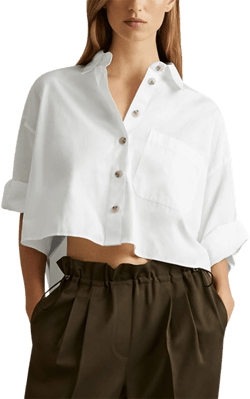 Reiss Womens Solene Oversize Cotton Cropped Shirt