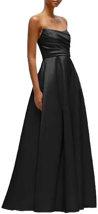 Dessy Collection Women's Ruched Strapless Satin Maxi Dress