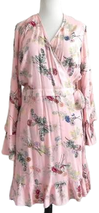 Scoop Brand Floral Long Sleeve Tie Waist V-neck Wrap Dress