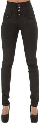 Women's High Waist Butt Lift Button Skinny Jeans