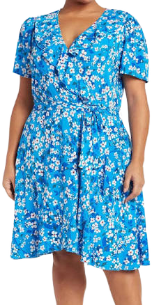 Ruffle Floral Wrap Dress