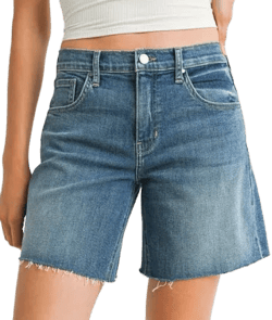 Denim Shorts with Frayed Hem
