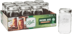 Ball Wide Mouth Clear Glass Canning Quart Mason Jars with Lids (12 Pack)